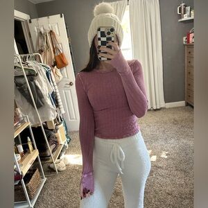 ALTAR’D STATE Garment Washed Activewear Textured Long Sleeve